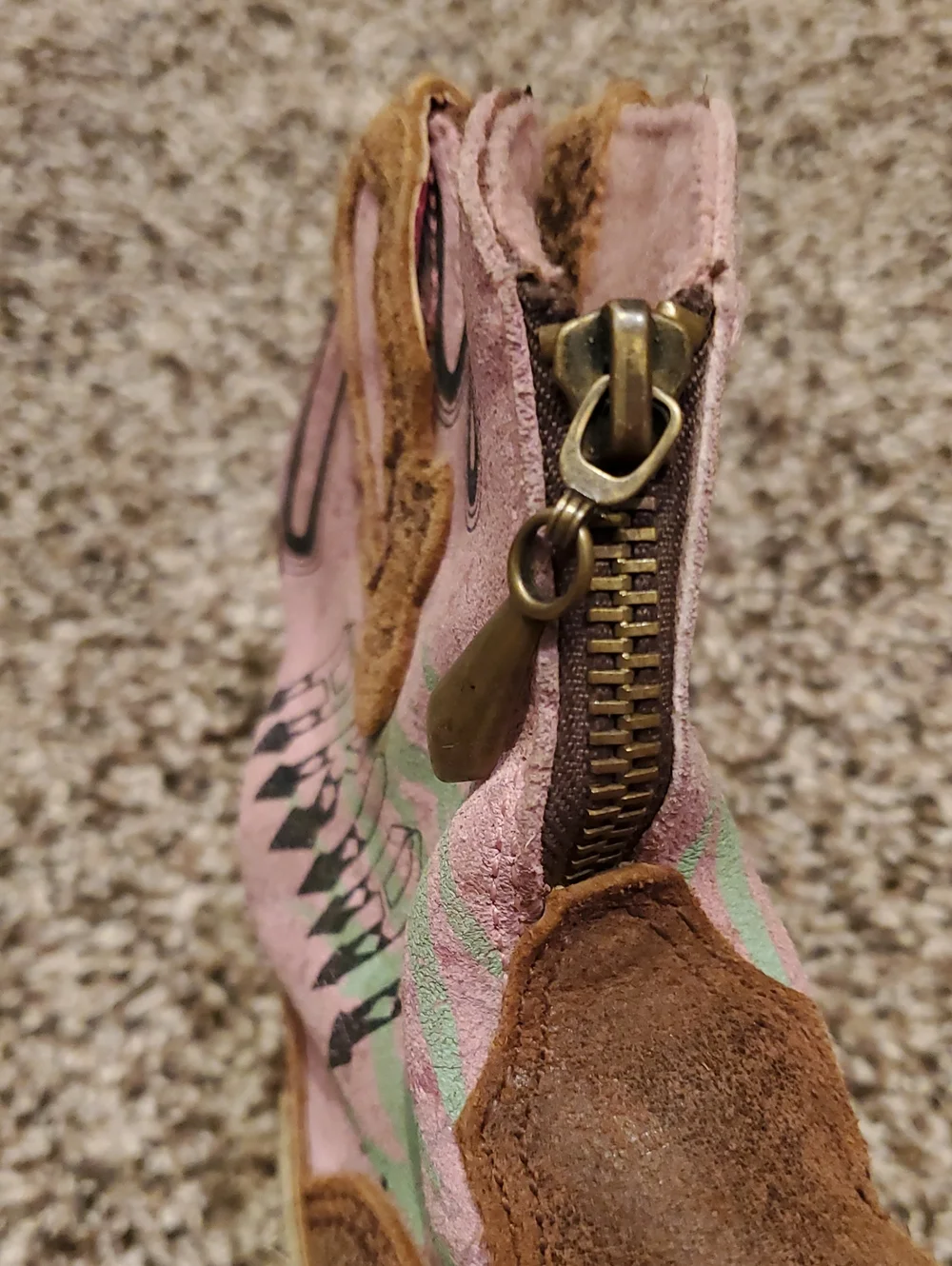 Girls Ariat Zip Up Cowgirl Boots Sz 8